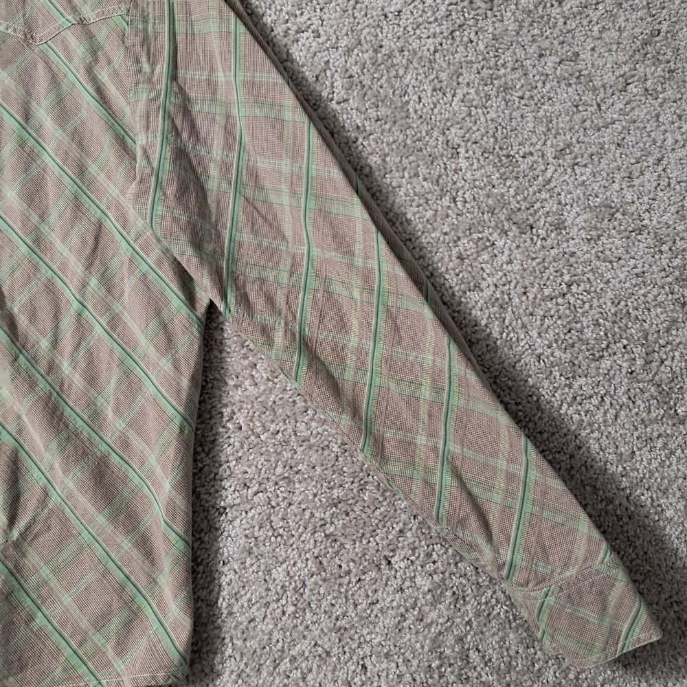 Ruff Hewn Womens Medium Pearl Snap Shirt Brown and Green Checkered - Picture 3 of 11